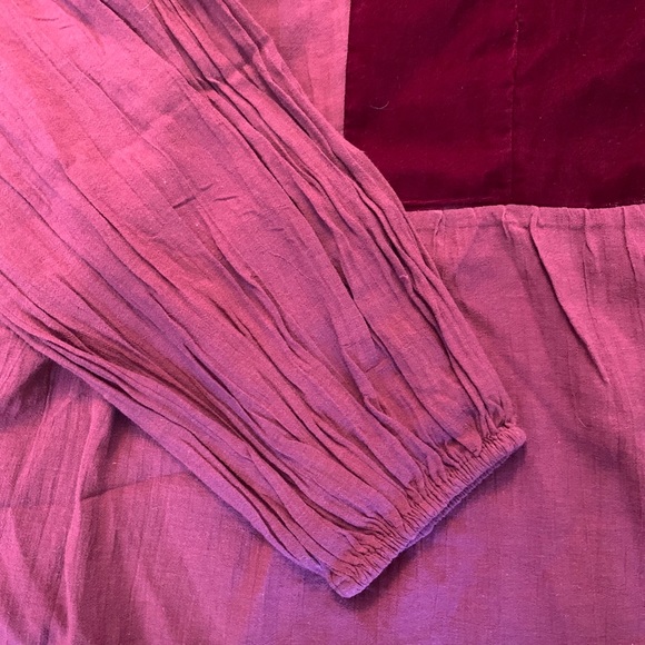 GAP Red Velvet Bib Split Neck Blouse - Picture 4 of 6